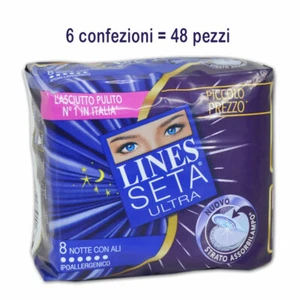 Lines seta ultra con le ali 48 assorbenti donna notte ipoallergenico 6 conf. - Foto 1 di 3