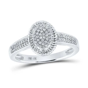 10kt White Gold Womens Round Diamond Oval Ring 1/5 Cttw - Picture 1 of 1