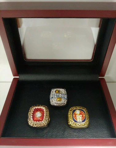 Detroit Pistons - Championship 3 Ring Set With Wooden Box. Dumars Thomas Billups Cover