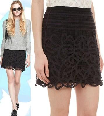 Rag & Bone Nancy Black Battenberg Crochet Lace Skirt 12 - Image 1 of 4