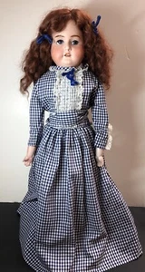 26.5” Antique Germany Bisque Redhead Girl Blue Stat. Eyes Doll Leather Body #L - Picture 1 of 12