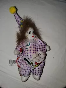 Circus Clown Purple Gingham Ceramic Head approx. 6-7" - Bild 1 von 8