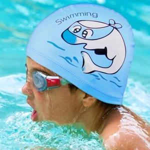 Kids Blue Swim Caps Waterproof Swimming Cap Boys Girls Bathing Caps Age 3-8 - Picture 1 of 12