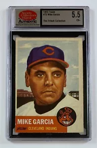 Tarjeta graduada 1953 Topps Baseball #75 Mike Garcia SCD 5,5 EX+ GC8-2575 - Imagen 1 de 2