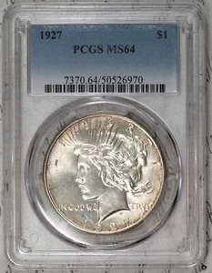 1927-P Peace Dollar PCGS MS64 Really Nice Luster! #D11NL - Picture 1 of 3