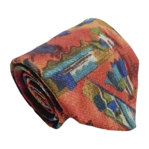Corbata de seda italiana abstracta multicolor Ermenegildo Zegna para hombre 58x3,75" - Imagen 1 de 5