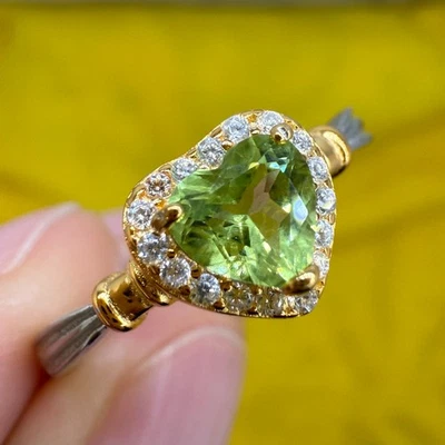 925 Sterling Silver Ring 5mm Natural Peridot Gemstone Zircon Women Jewelry Gift - Image 1 of 4