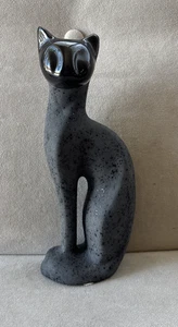 De colección MCM Mate Elegante Negro Carbón Cerámica Gato Gatito Estatuilla Estatua Decoración - Imagen 1 de 6