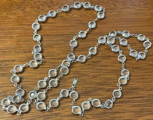 Signierte Swarovski Halskette silberfarben klare Einfassung Kristall extra lang 35 Zoll - Bild 1 von 6