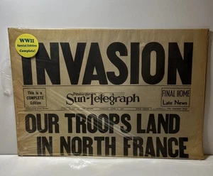 Periódico Pittsburgh Sun Telegraph 6 de junio de 1944 - Historia de guerra de colección - ¡Invasión! - Imagen 1 de 8