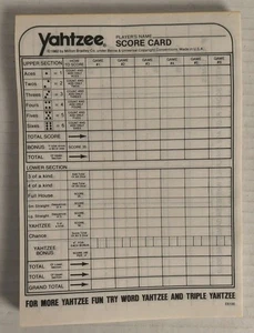 Yahtzee Spiel Ersatzteil Scorekartenblock von Milton Bradly Co. 1982 70 Blatt - Bild 1 von 3