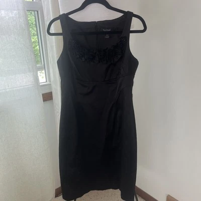 WHITE HOUSE BLACK MARKET Satin Rosette/Ruffle Sleeveless Cocktail Dress (Size 8) - Image 1 of 4
