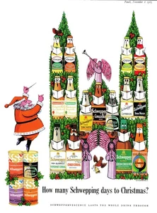 Original SCHWEPPES Reklame von 1963 "Wie viele Schwepptage bis Weihnachten?" Printanzeige - Bild 1 von 2