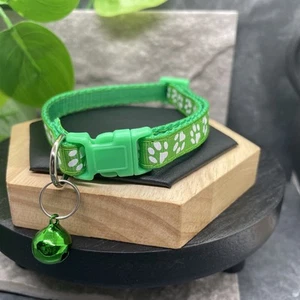 Cat Dog Collar & Bell Paw Print Adjustable 7.5-12.5" Small-Medium Pet New 204 - Picture 1 of 2
