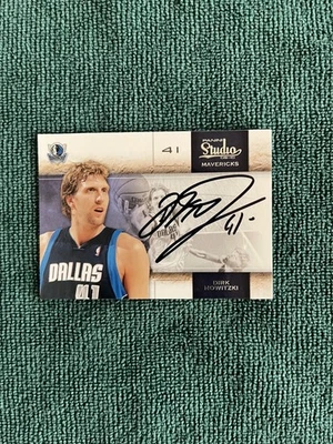 Hand Signed Basketball Card Auto DIRK NOWITZKI 2009-10 Panini Studio #17 - Image 1 of 2