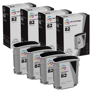 4PK LD Repuesto CH565A Compatible con Tinta Negra HP 82 para Designjet 111 - Imagen 1 de 9