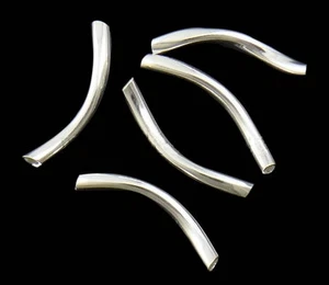 50 x 20 mm Messing Rohrperlen silber gebogen und gedreht 1 mm Lochzubehör - Bild 1 von 2