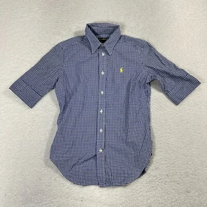 Ralph Lauren Sport Boys' Blue Plaid Button Front Dress Shirt Size 6 Preppy - Picture 1 of 7