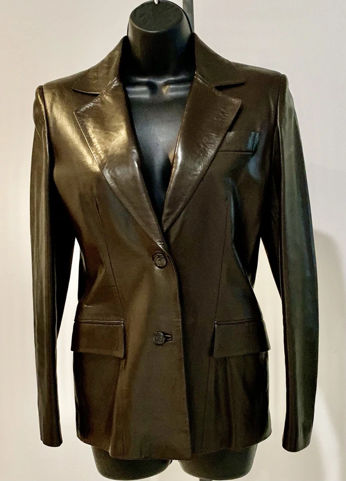 Gucci коричневый кожаный однобортный жакет - Изображение 1 из 4