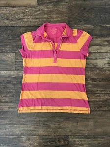 Arizona Jean Company Women's Polo Shirt Size XL Pink and Orange Striped - Picture 1 of 7