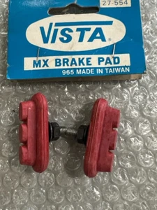 ! PAIR NOS VISTA BMX brake shoes 2-Shoes included. NOS Old School Color RED - Picture 1 of 2