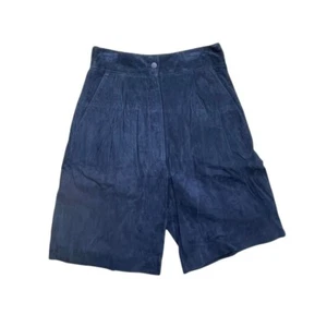 Vintage Women's Wilson's Navy-Blue Suede Shorts, Size 10 Deadstock - Picture 1 of 8