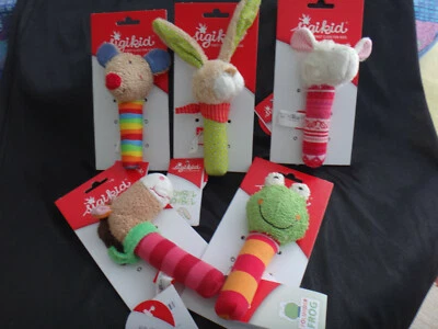 Tierische Stabgreiflinge mit Quietscher, Sigikid, Frosch, Maus, Schaf, Hase u.a.