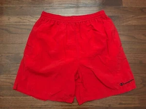 VINTAGE CHAMPION BATHING SUIT MENS LARGE RED SWIM TRUNK BOARD SHORT L e - Picture 1 of 4