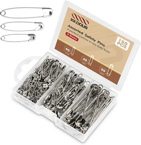 Safety Pins - 150 Pcs Assorted Sizes Silver Pins Bulk - Small & Large Heavy Duty - Picture 1 of 12