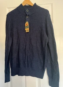 BRANDNEU MIT ETIKETT HERREN URBAN PIPELINE KNOPF MOCK PULLOVER MARINEBLAU GRÖSSE MEDIUM - Bild 1 von 2