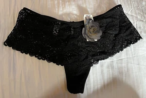 Felina #325P all-over lace tanga panty - Large - Black - Picture 1 of 6