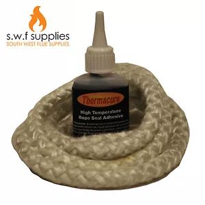 Stove/Fire Rope 10mm 2m Length & Glue Kit Woodburner Log Burner Door Seal - Picture 1 of 1