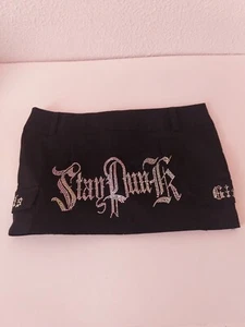 Stay Punk Girls Black Rhinestone Zip Pockets Mini Skirt - Picture 1 of 13