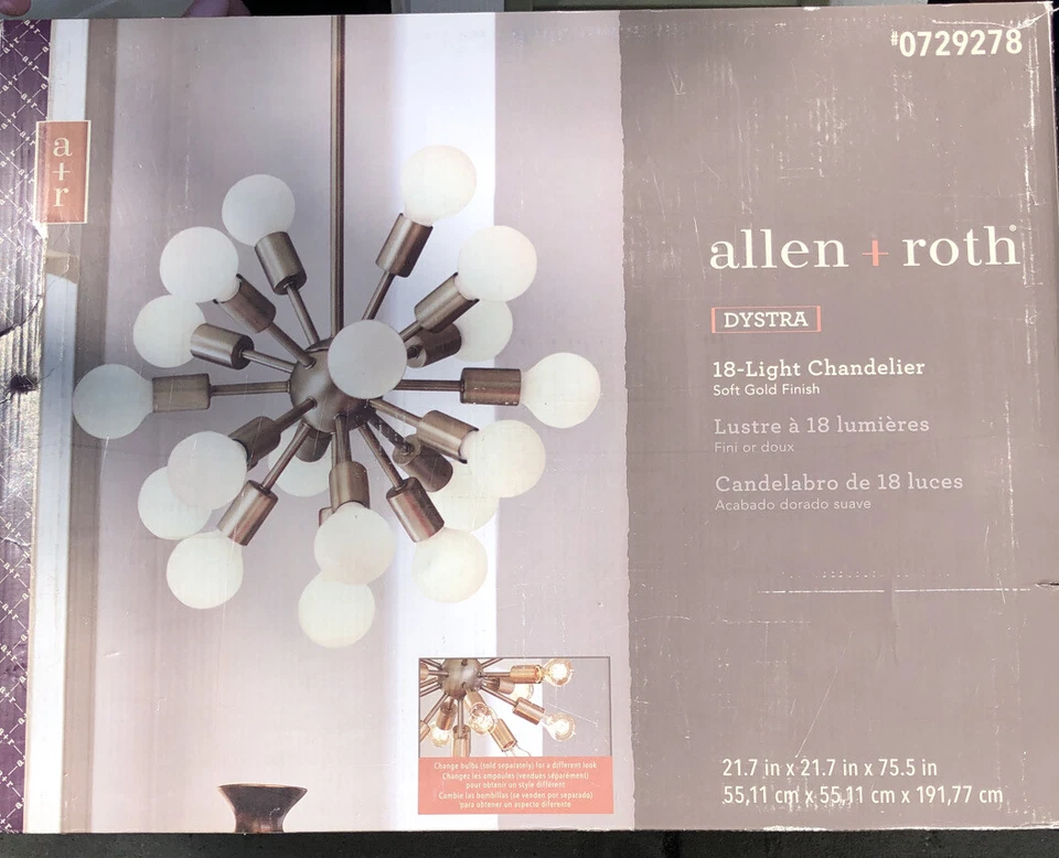 Allen + Roth DYSTRA 18 Light Soft Gold Transitional Chandelier (0729278) - Image 1 of 1
