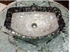 Lavabo de mármol 12""x18"" incrustación lavabo fregona baño cocina casa piedra dura s6 - Imagen 1 de 4
