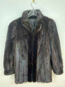 Vintage MINK fur jacket Marshall Field's dark brown black Women's Medium coat
