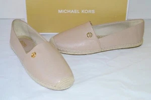 New $120 Michael Kors Kendrick Leather Slip On Oyster Sand Espadrille Flats 10 - Picture 1 of 7