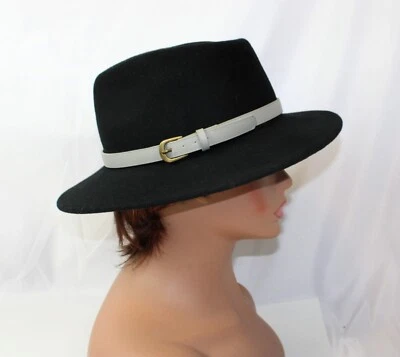 Summer & Rose Women's Fedora Brimmed Black Wool Hat - Image 1 of 4