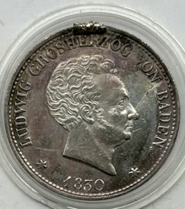 GERMANY SILVER BADEN THALER 1830 WAS MOUNTED - Picture 1 of 3