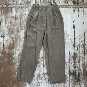 Trent Nathan Silk Pant Women S/M High Waist Trouser Vintage Slacks Tapered Leg - Picture 1 of 15