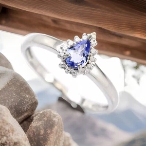 Women’s Genuine Tanzanite And Diamond Ring - Picture 1 of 3