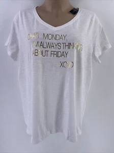 Lane Bryant Woman T Shirt Size 22/24 White Pullover Graphic Short Sleeve - Picture 1 of 5