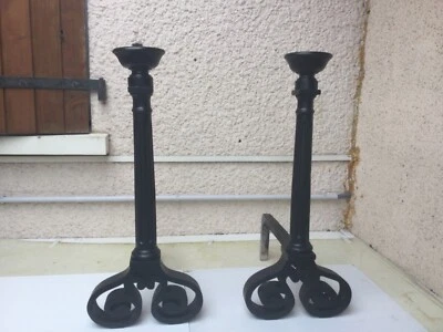 chenets fonte pour cheminée exceptionnels haut 62cm prof 40cm larg de la rosace  - Photo 1/4
