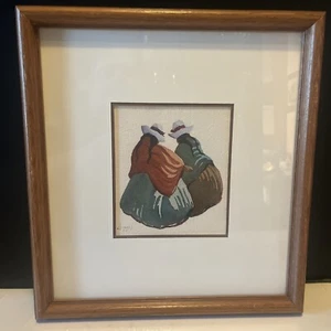 Hugo Raul Lecaros Native American Women Original Watercolor Painting Signed 1987 - Picture 1 of 5