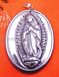 ANGEBOT Großer 30*40mm Oval Schwarz Mexikanisch Katholisch Jungfrau Maria Hämatit Anhänger - N5734 - Bild 1 von 2
