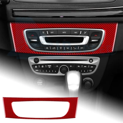 Marco de panel de CD de control central de fibra de carbono rojo para Renault Megane Fluence 09-14 Foto 1 de 4