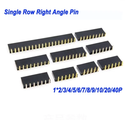 Single Row Right Angle Pin Sockets Pin Header 2.54mm 2P 3 5 6 7 8 9 10 20 40P - Image 1 of 4