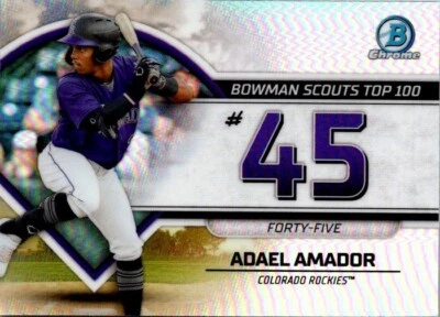 2023 Bowman Bowman Scouts Top 100 #BTP-45 Adael Amador Colorado Rockies RC - Image 1 of 2