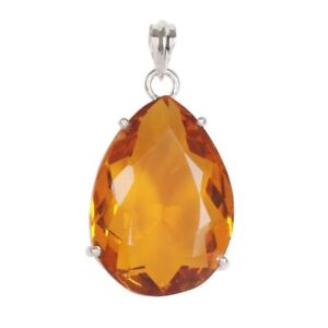 82.40 Ct. Large Yellow Citrine Pear Cut 925 Sterling Silver Pendant Gift 4 Women