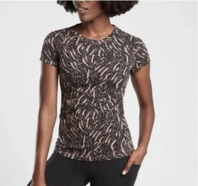 Athleta Medium Printed Organic Daily Tee Black Pink 657790 - Image 1 of 4